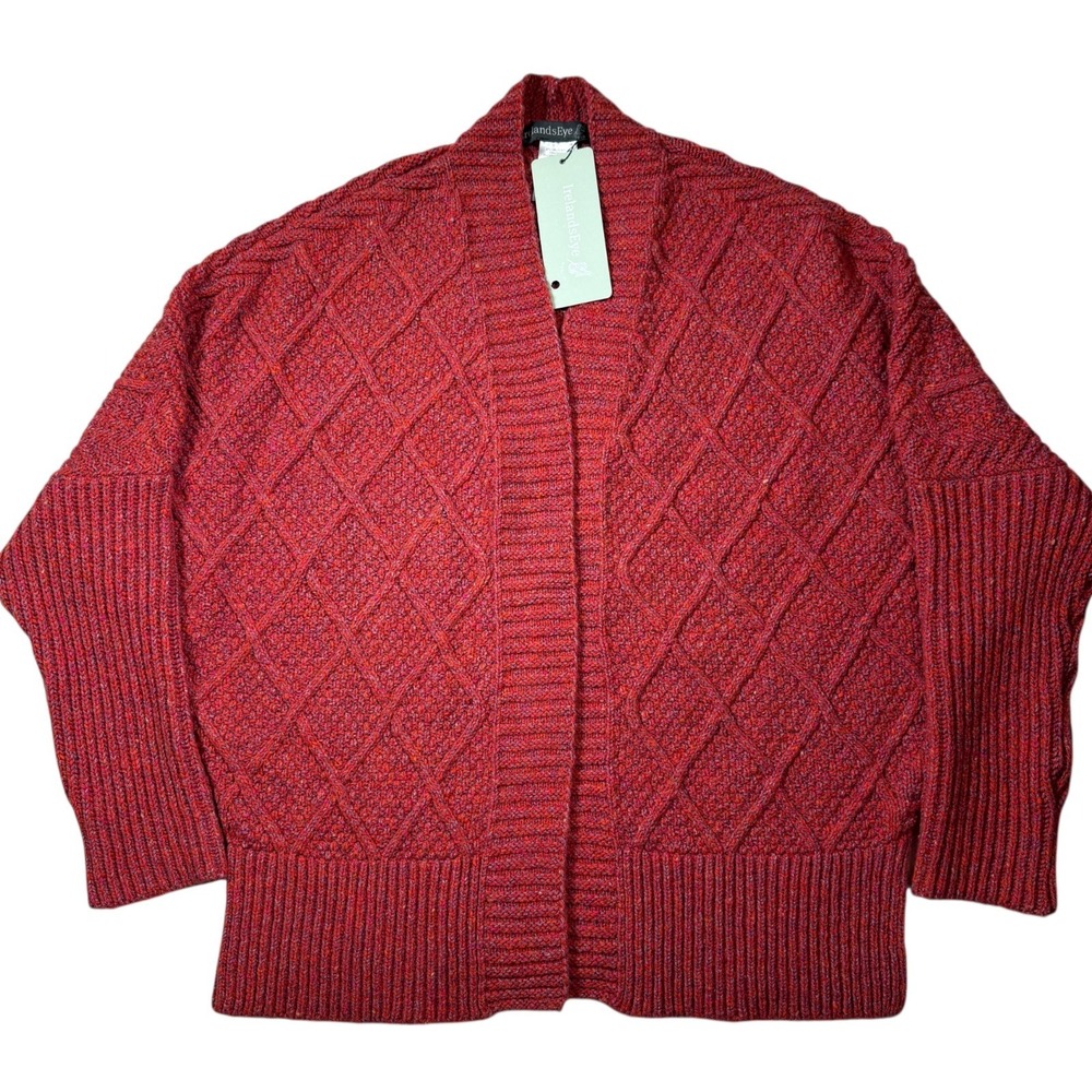 Irelands Eye Women's Brome Sunset Red Cardigan Sweater Wool Silk Cotton Size M